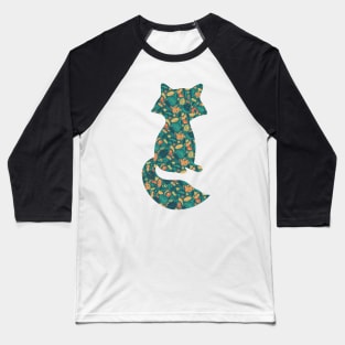 Foxes in a Colorful Jungle With Flowers - Silhouette Baseball T-Shirt